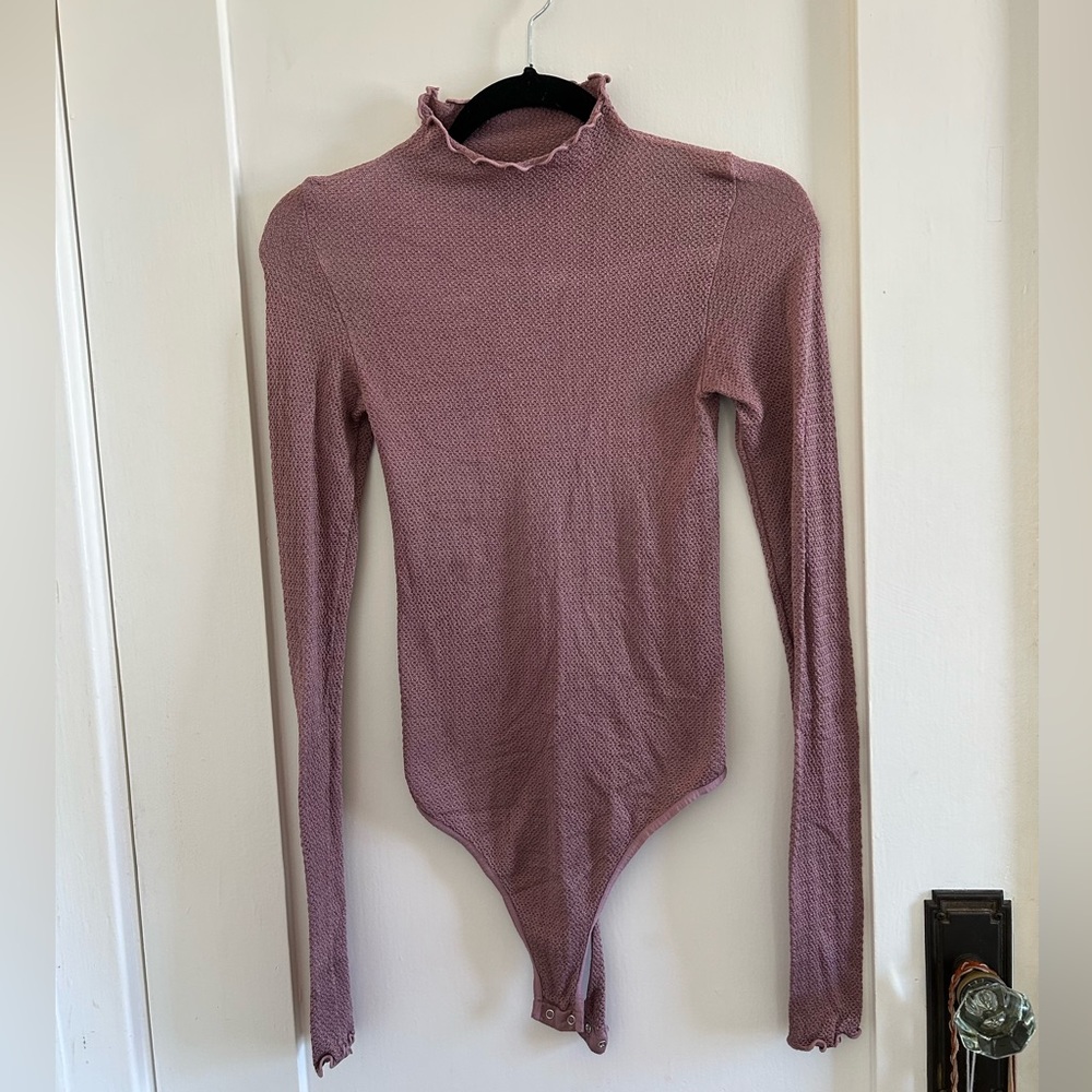Intimately Free People Mauve Mockneck Long Sleeve Bodysuit